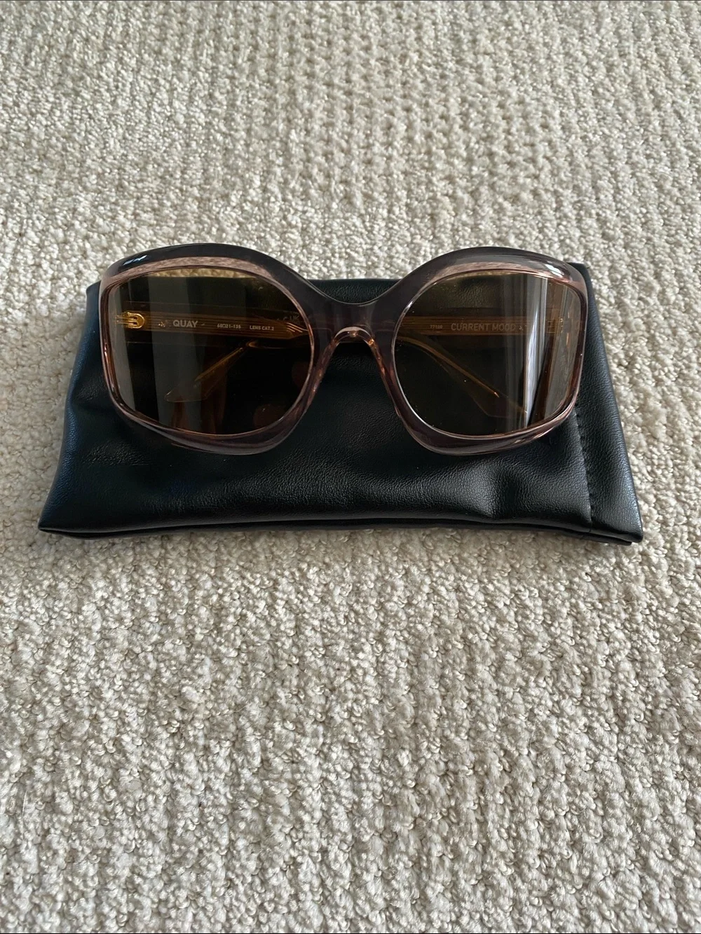 Quay Australia Light Nuetral Pinkish Brown Translucent Frame Sunglasses